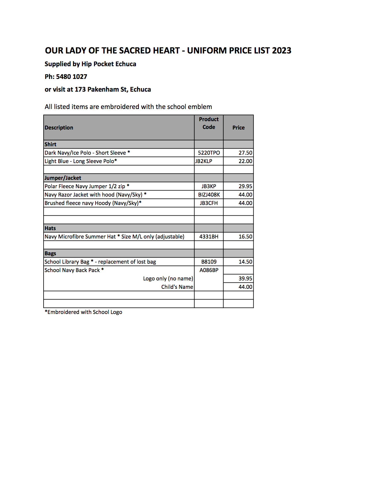 Copy of Uniform Order Form